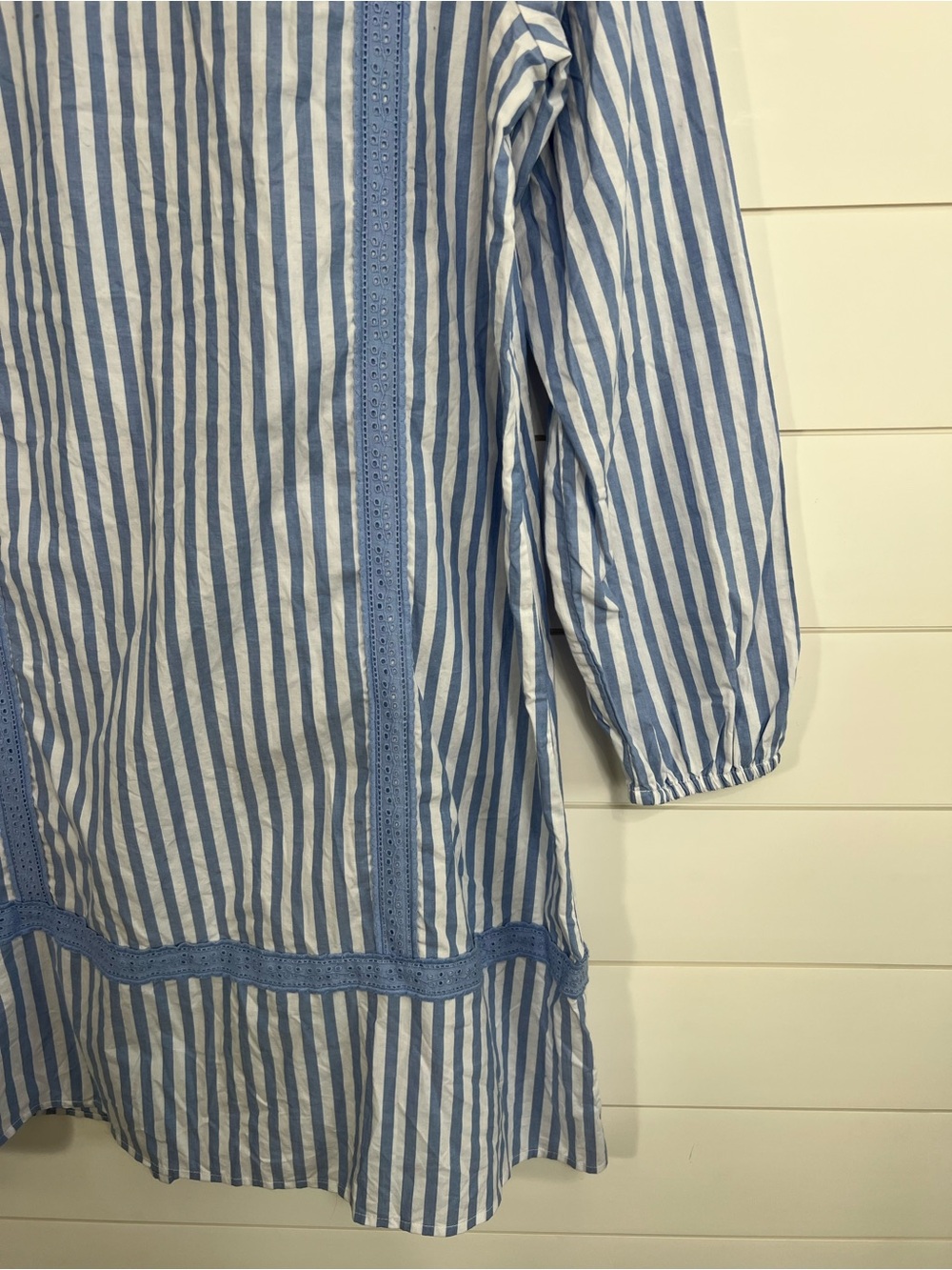 Lands’ End Blue Stripe 100% Cotton Tunic Dress Womens Medium Coastal Cottagecore - Picture 9 of 16